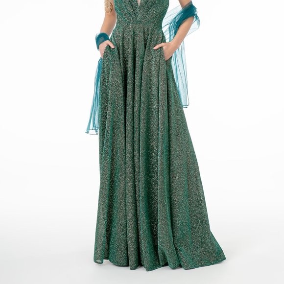 Illusion V-Neck A-Line Shape Prom Dress GSGL1828 - Picture 6 of 7